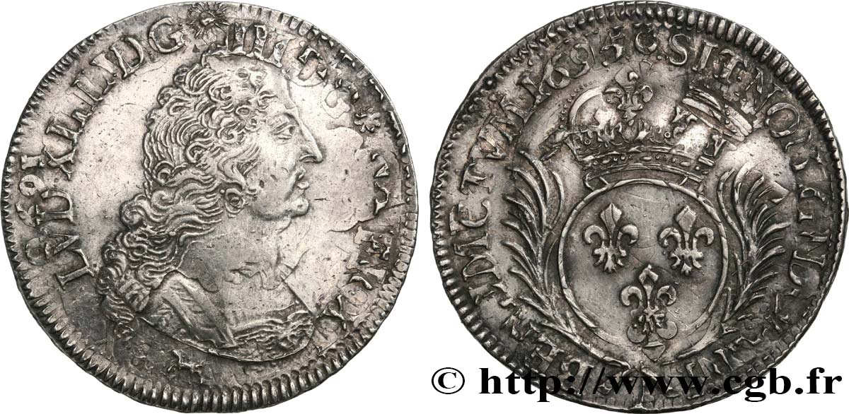 LOUIS XIV  THE SUN KING  Demi-écu aux insignes 1701 Rennes fVZ