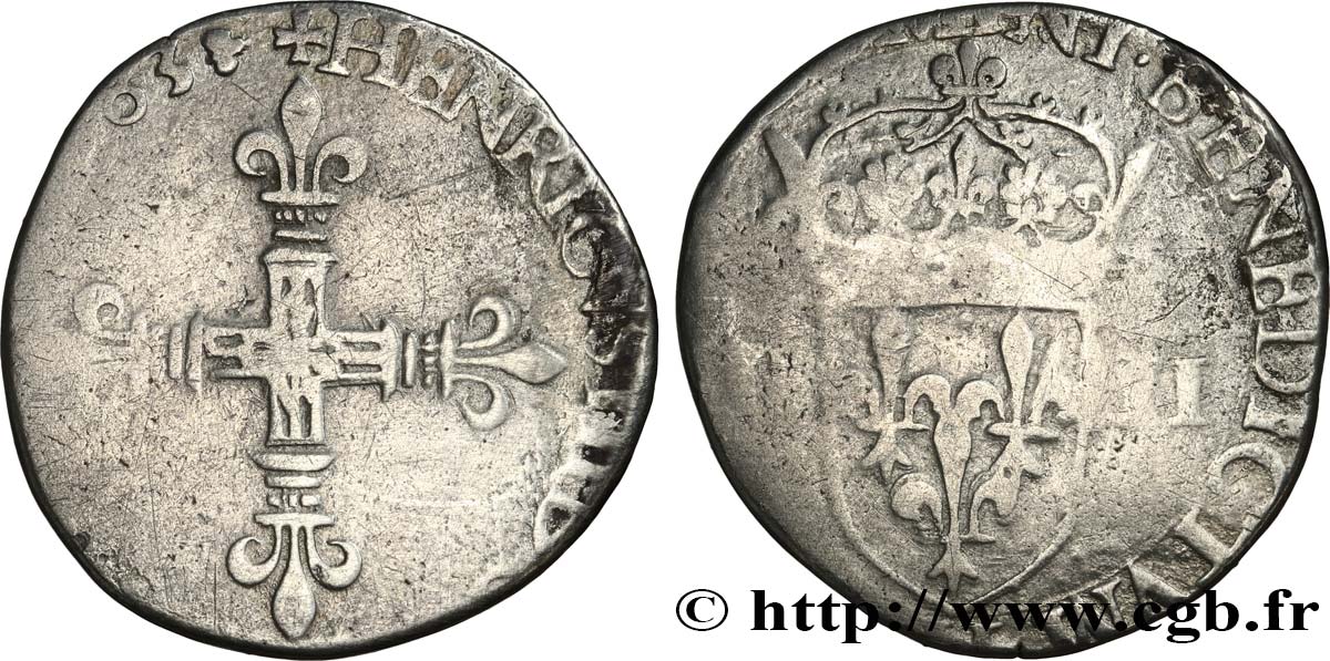 HENRI III Quart d écu, croix de face 1583 La Rochelle B