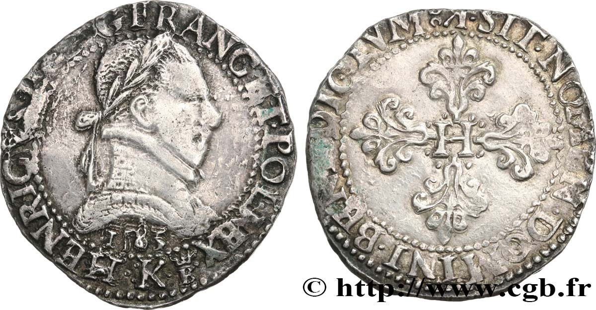 HENRY III Franc au col plat 1585 Bordeaux VF