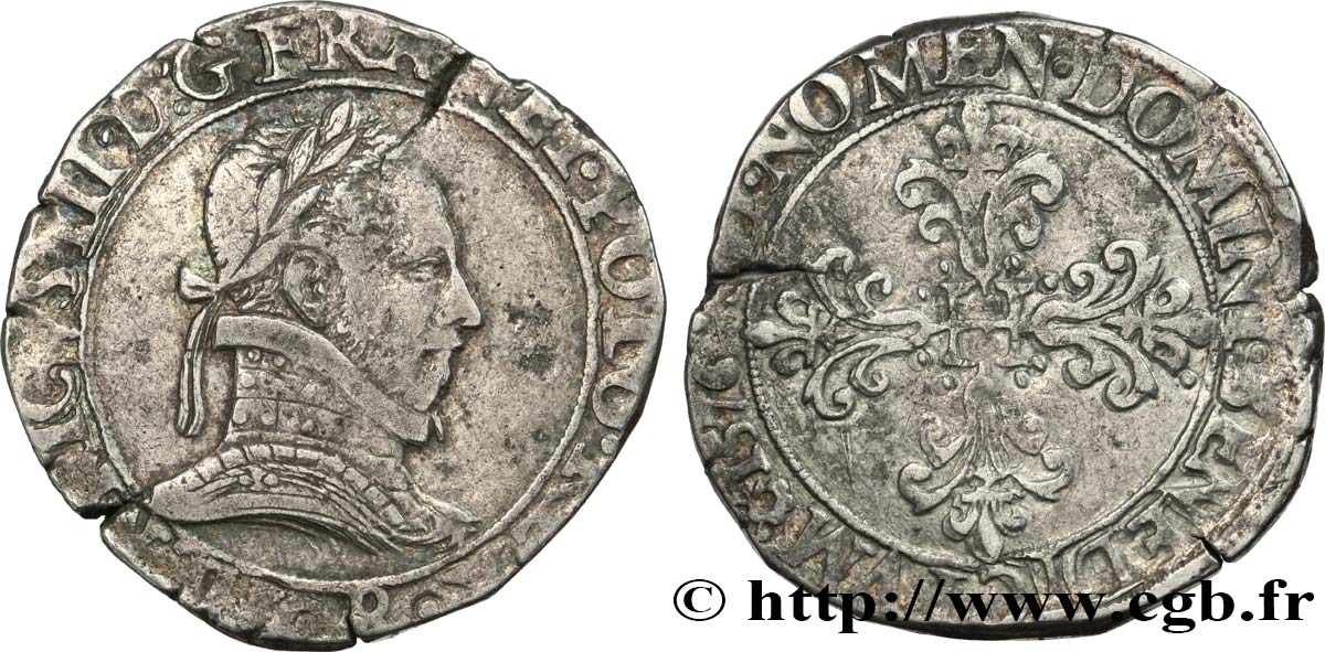 HENRI III Franc au col plat 1576 Rouen TB+