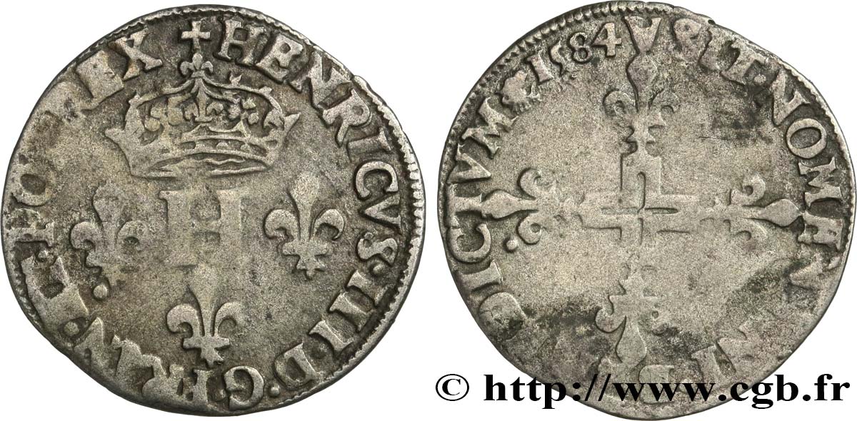 HENRY III Sol parisis  1584 Paris XF