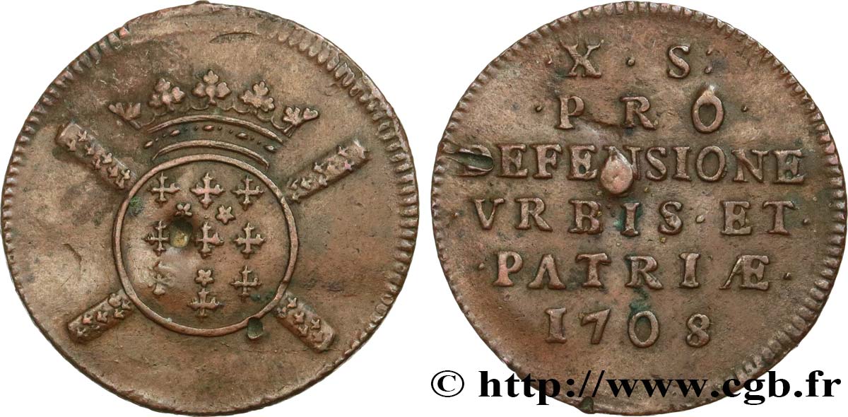 FLANDRE - SIÈGE DE LILLE Dix sols, monnaie obsidionale 1708 Lille SS
