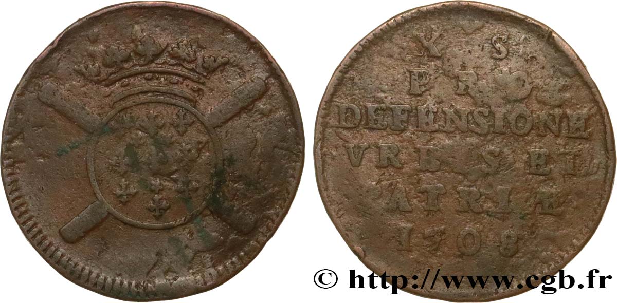 FLANDRE - SIÈGE DE LILLE Dix sols, monnaie obsidionale 1708 Lille q.MB