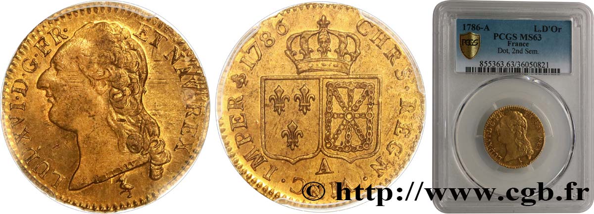 LOUIS XVI Louis d or aux écus accolés 1786 Paris SPL63