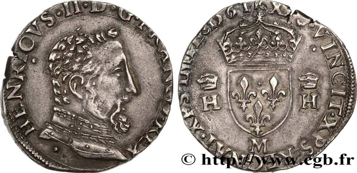 CHARLES IX. COINAGE AT THE NAME OF HENRY II Teston à la tête nue, 5e type 1561 Toulouse MBC+