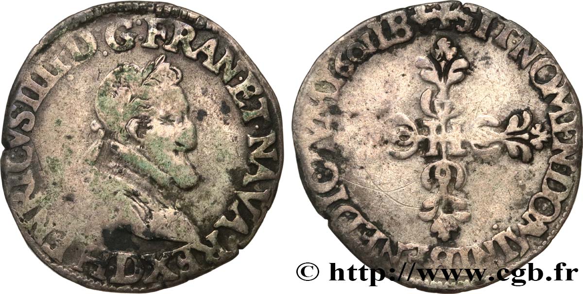 HENRI IV LE GRAND Quart de franc, type de Lyon 1601 Lyon TB