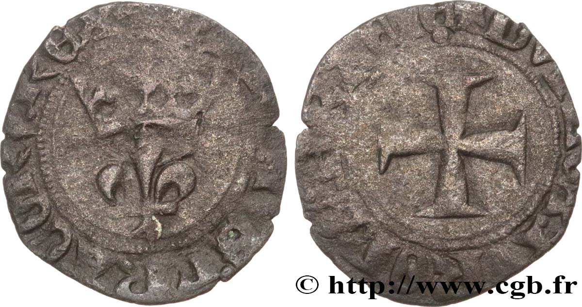 CHARLES VI  THE MAD  OR  THE WELL-BELOVED  Double tournois dit  niquet  n.d. Saint-Quentin RC+