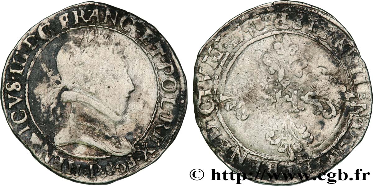 HENRY III Demi-franc au col plat 1578 Dijon q.MB