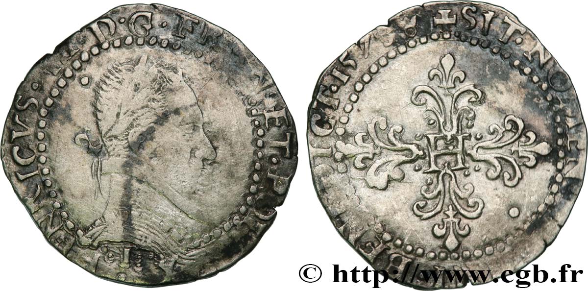 HENRY III Demi-franc au col plat 1578 Limoges BC/BC+
