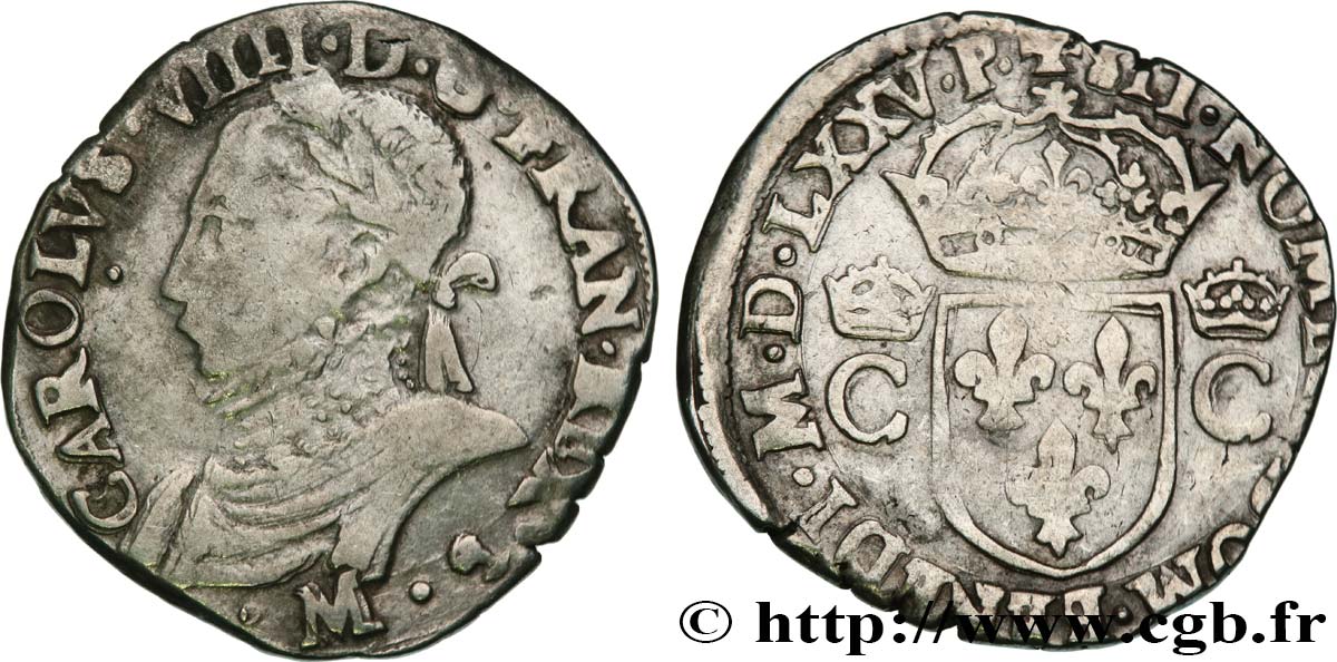 HENRI III. MONNAYAGE AU NOM DE CHARLES IX Teston, 10e type 1575 (MDLXXV) Toulouse TB