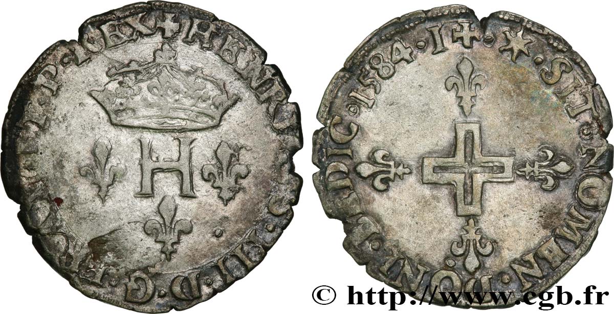 HENRY III Double sol parisis, 2e type 1584 Limoges VF