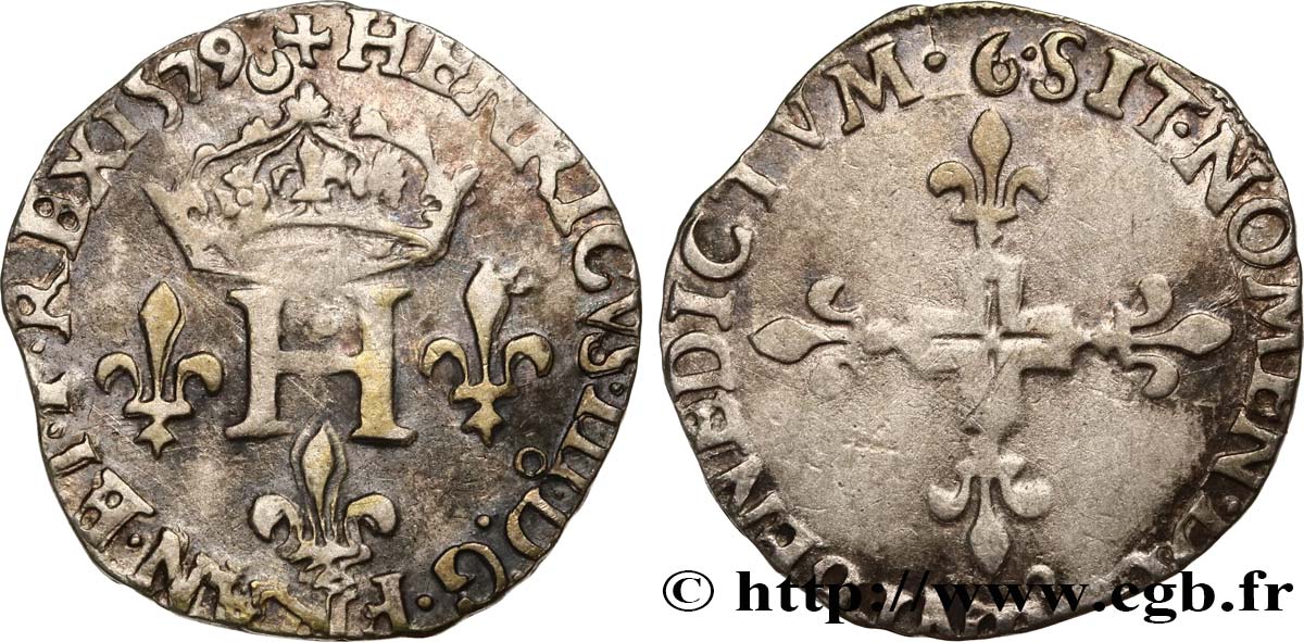HENRI III Double sol parisis, 2e type 1579 Rennes TTB
