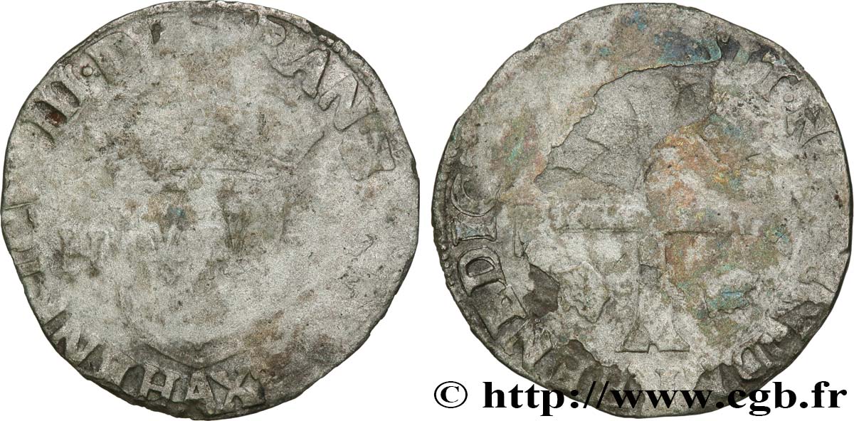 HENRY III Douzain aux deux H, 1er type n.d.  Paris MC