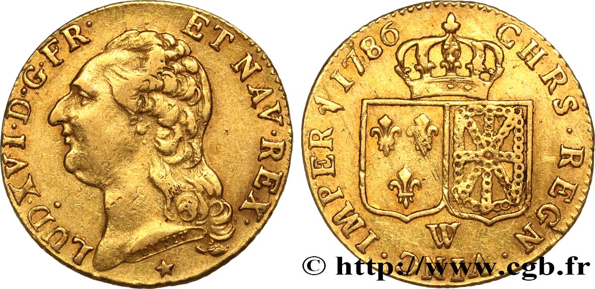 LOUIS XVI Louis d or aux écus accolés 1786 Lille XF