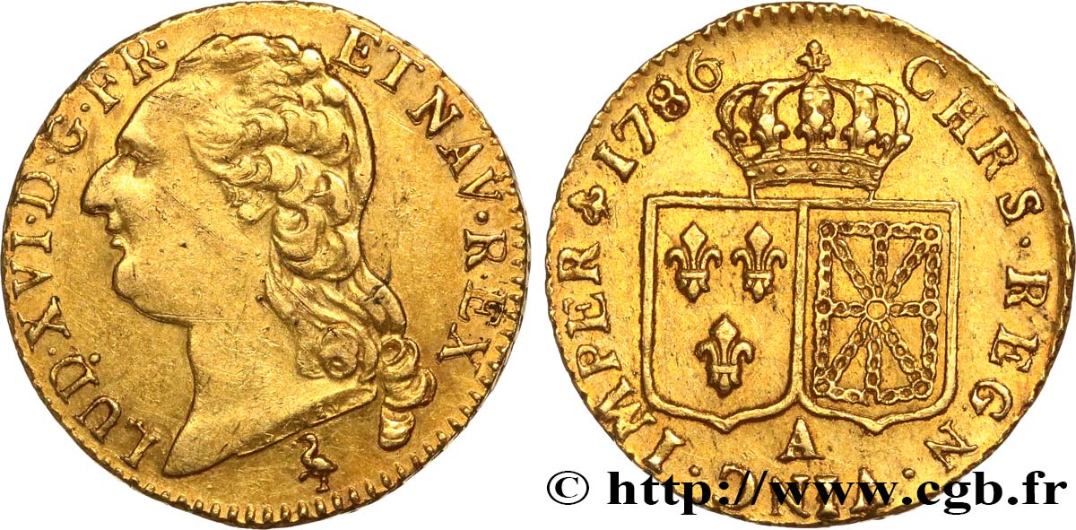 LOUIS XVI Louis d or aux écus accolés 1786 Paris TTB