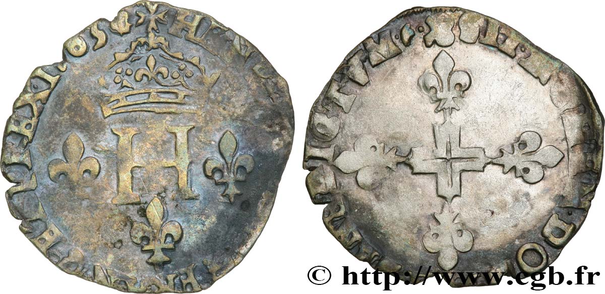 HENRY III Double sol parisis, 2e type 1585 Aix-en-Provence BC