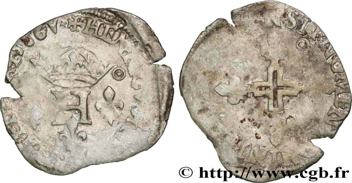 HENRY III Double sol parisis, 2e type 1586 Montpellier RC+