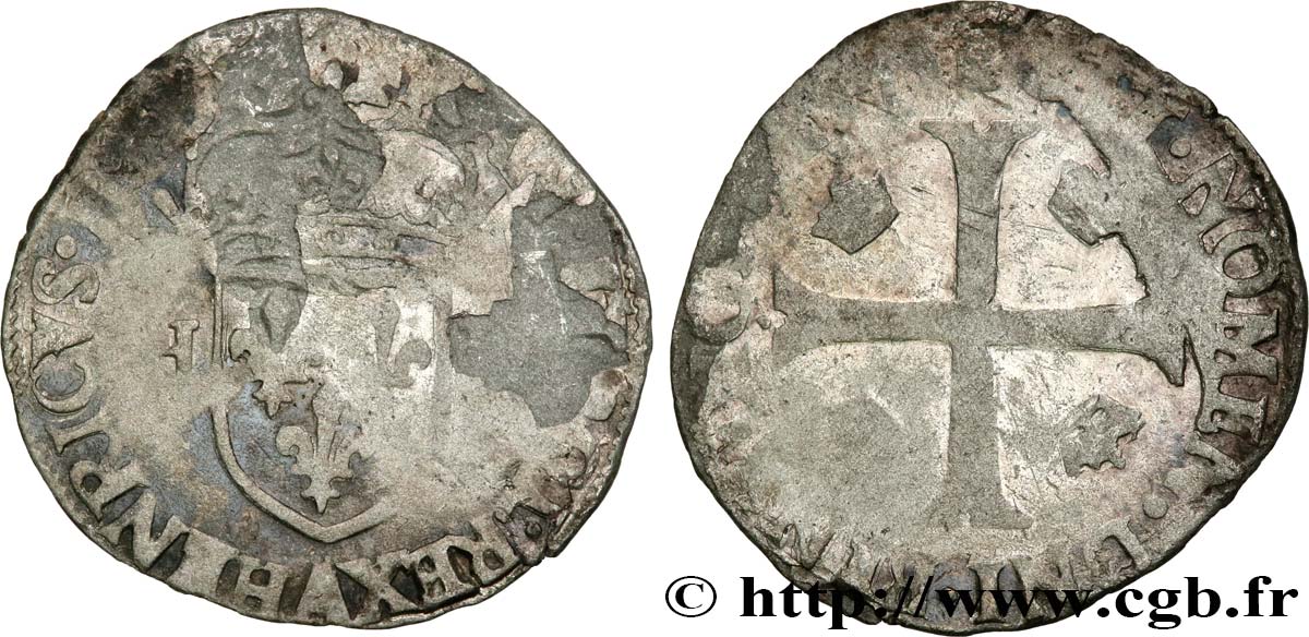 HENRY III Douzain aux deux H, 1er type n.d.  Paris RC