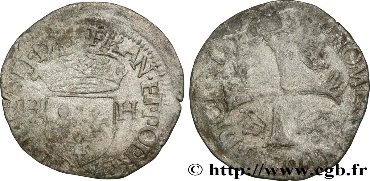 HENRI III Douzain aux deux H, 1er type n.d. Limoges B