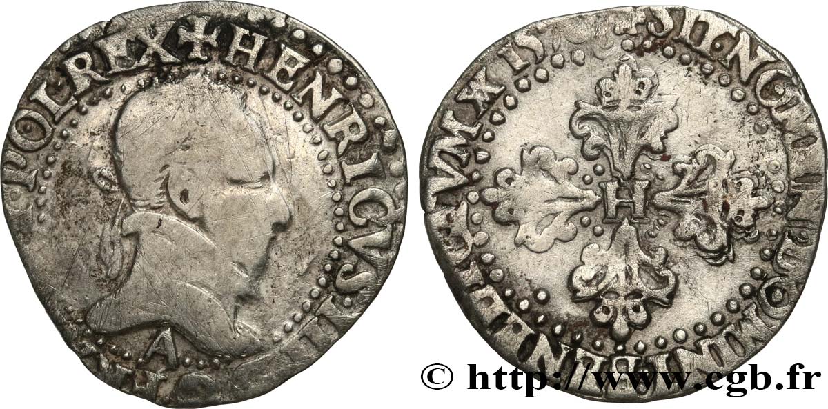 HENRY III Quart de franc au col plat 1578 Paris S