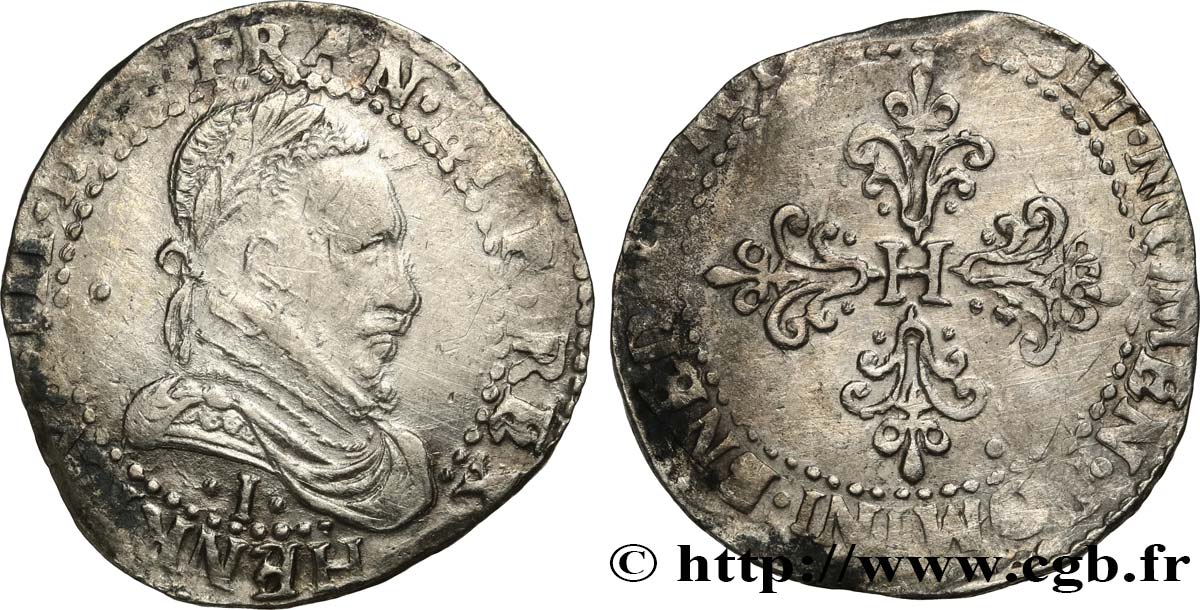 HENRI III Demi-franc au col plat n.d. Limoges TB