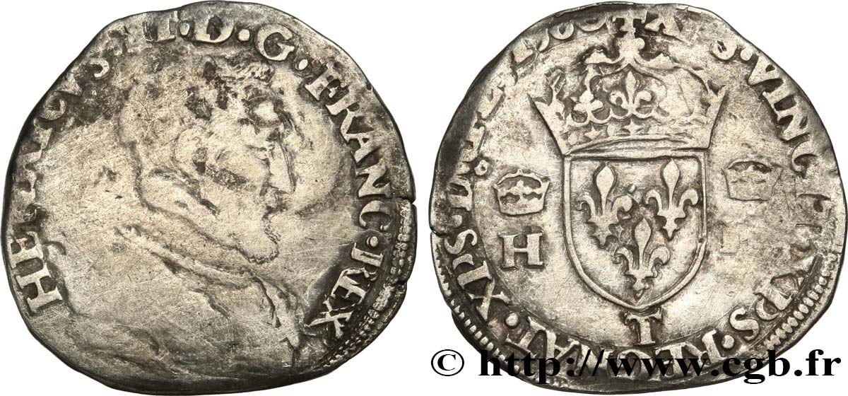 CHARLES IX. COINAGE AT THE NAME OF HENRY II Teston à la tête nue, 1er type 1560 Nantes S