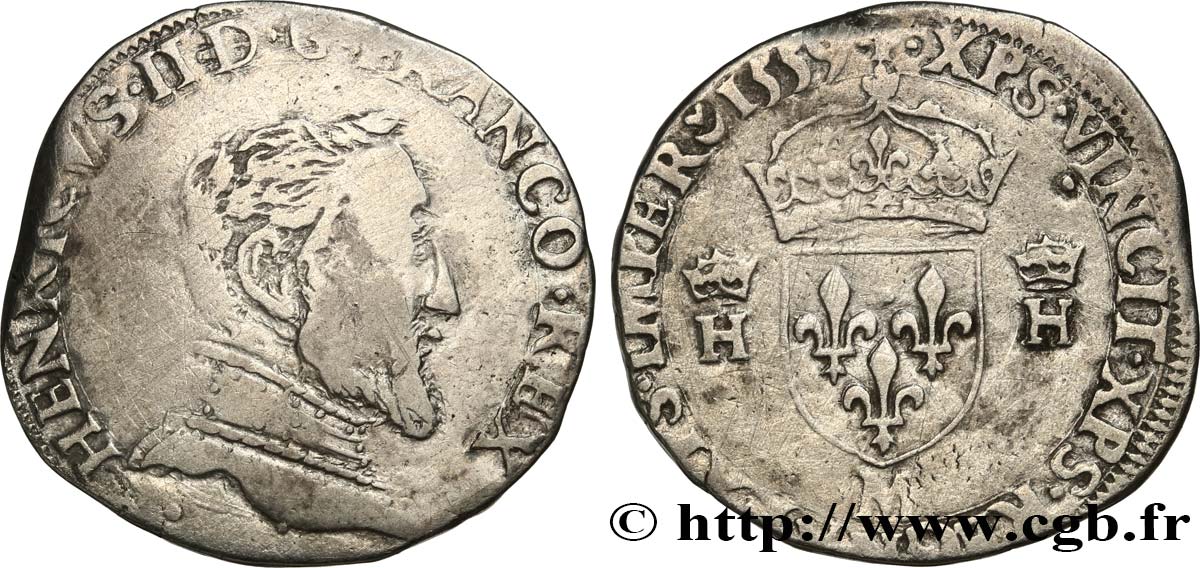 FRANÇOIS II. MONNAYAGE AU NOM D HENRI II Teston à la tête nue, 5e type 1559 Toulouse TB