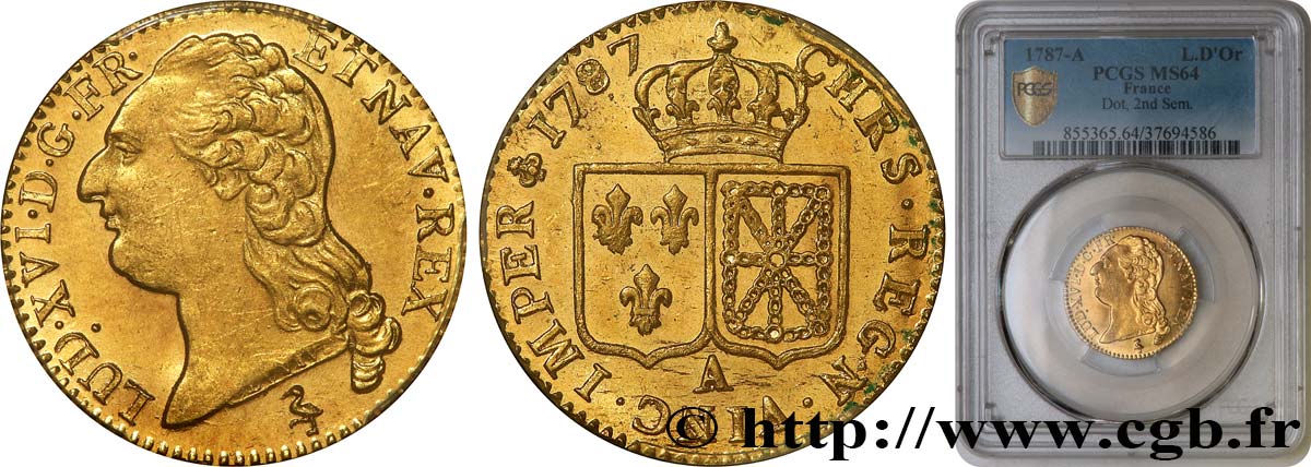 LOUIS XVI Louis d or aux écus accolés 1787 Paris MS64