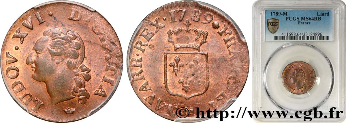 LOUIS XVI Liard dit  à l écu  1789 Toulouse SPL64