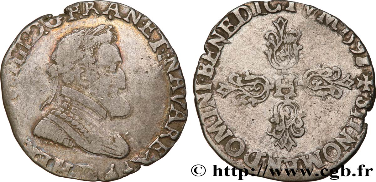 HENRI IV LE GRAND Demi-franc, type de Dijon 1598 Dijon TB+