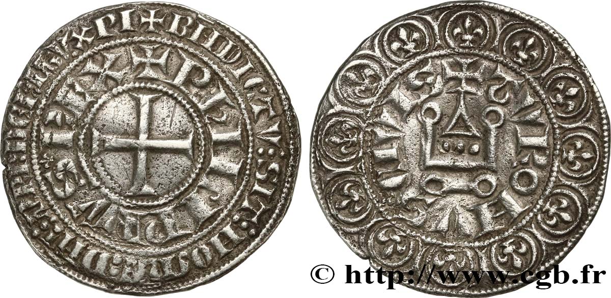 PHILIPPE IV LE BEL Gros tournois à l&nbsp;O rond c.1302-1303  TTB