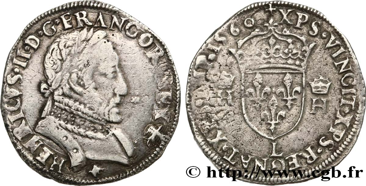 FRANÇOIS II. MONNAYAGE AU NOM D HENRI II Teston au buste lauré, 2e type 1560 Bayonne TTB