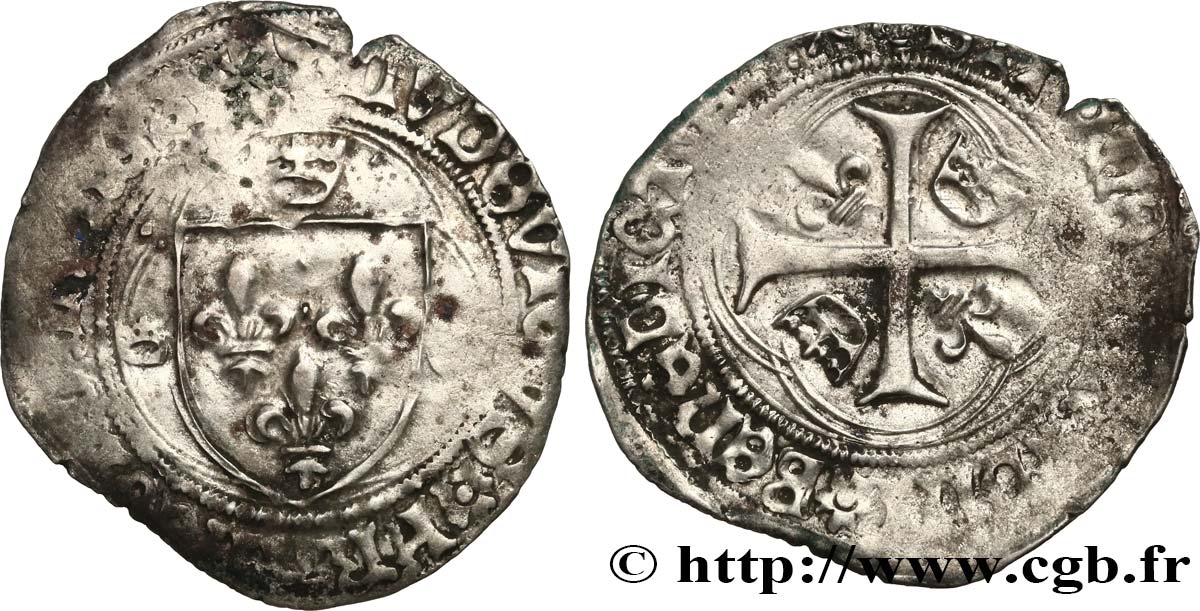 LOUIS XI LE PRUDENT Blanc à la couronne n.d. Paris TB