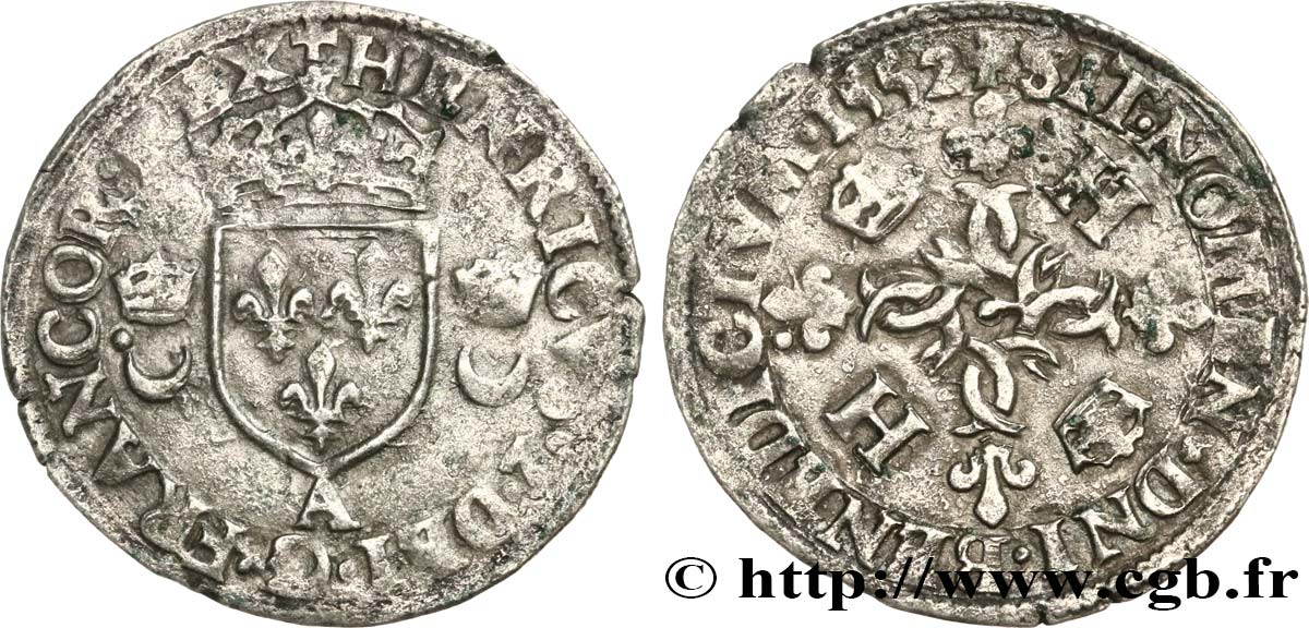 HENRY II Douzain aux croissants 1552 Paris VF
