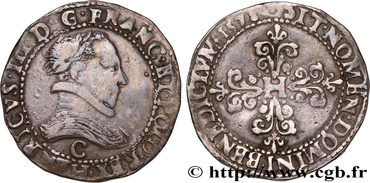 HENRY III Franc au col plat 1578 Saint-Lô SS