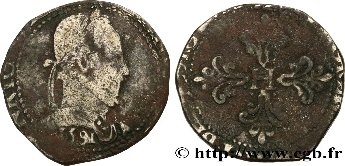 HENRI III Franc au col plat 1581  B