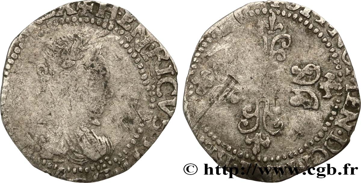 HENRI III Quart de franc au col plat n.d.  B