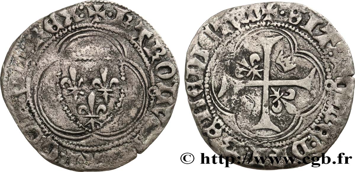 CHARLES VII LE VICTORIEUX Blanc à la couronne n.d. Toulouse TB+