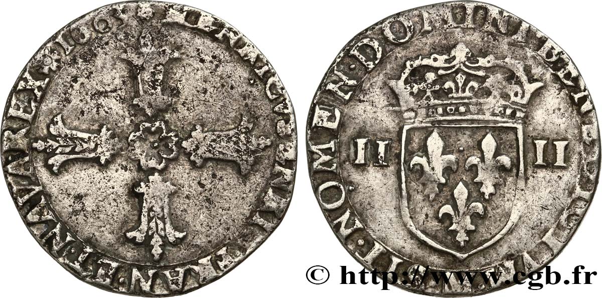 HENRY IV Quart d écu, croix feuillue de face 1603 Toulouse VF