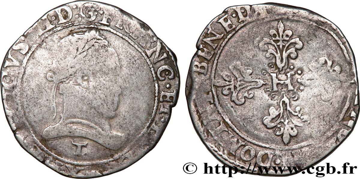 HENRY III Franc au col plat 1576 Nantes RC