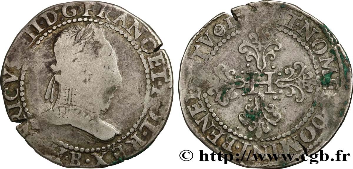 HENRY III Franc au col plat n.d. Rouen BC