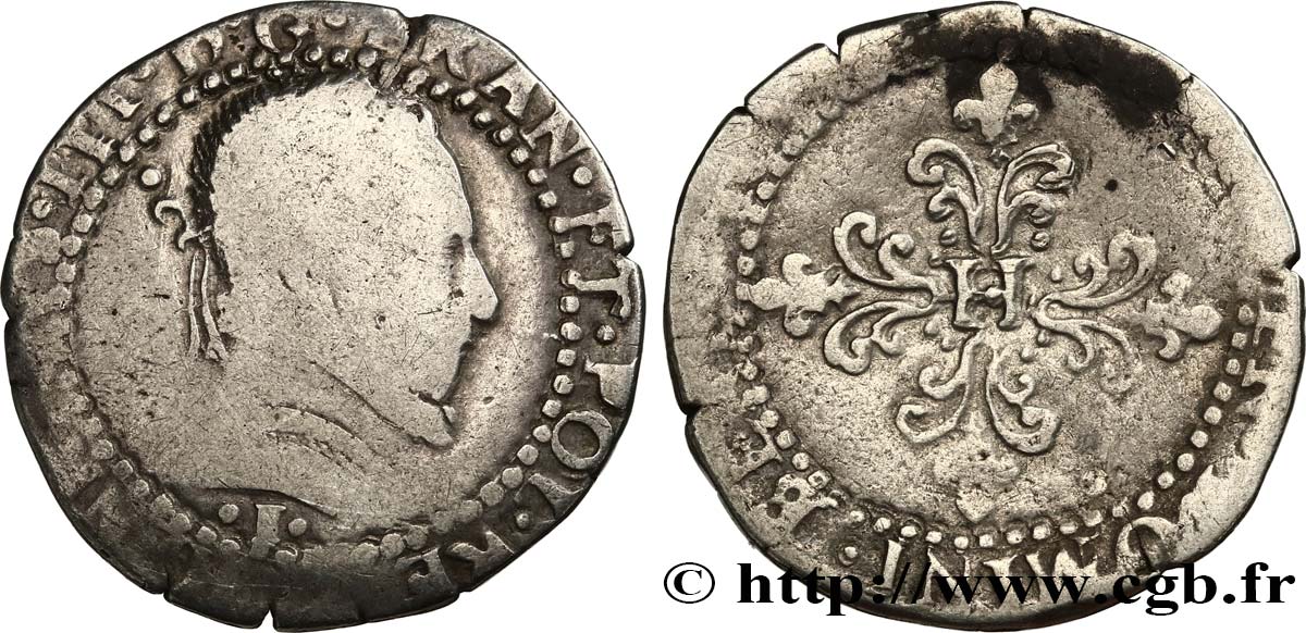 HENRI III Demi-franc au col plat n.d. Limoges B+