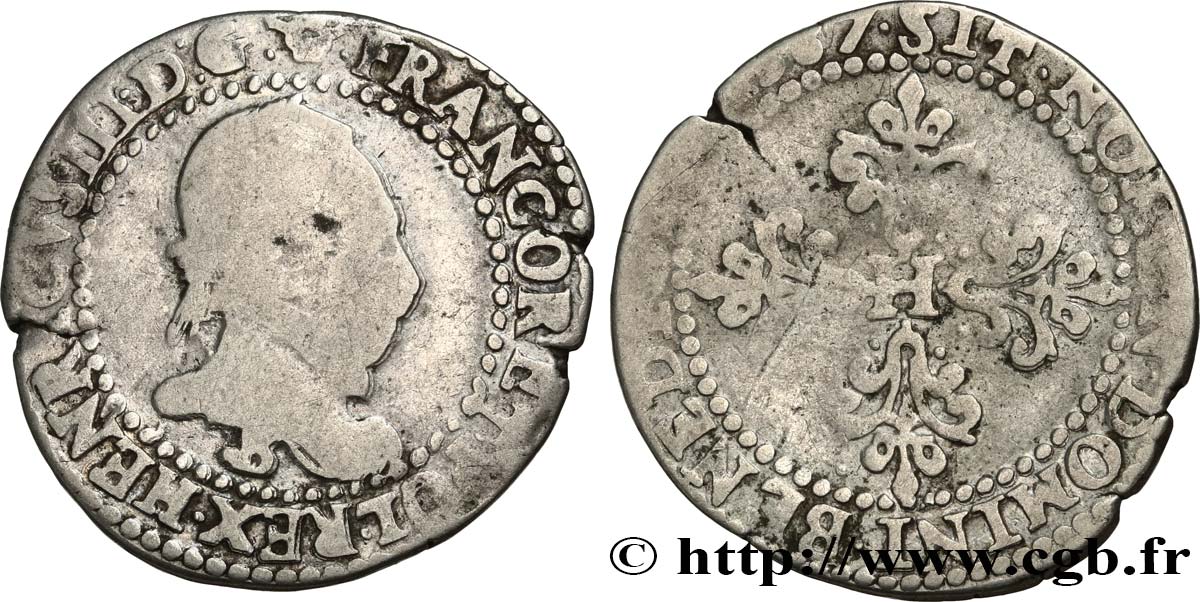 HENRY III Demi-franc au col plat 1587 Rouen MB