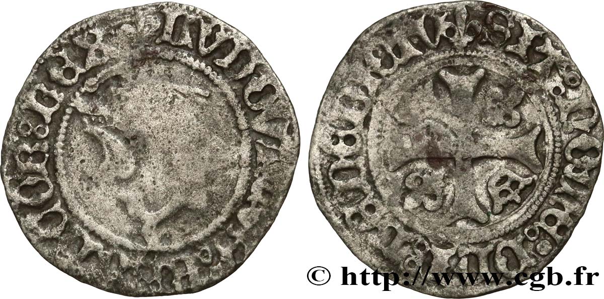 LOUIS XI LE PRUDENT Liard au dauphin 18/09/1467 Atelier indéterminé B+
