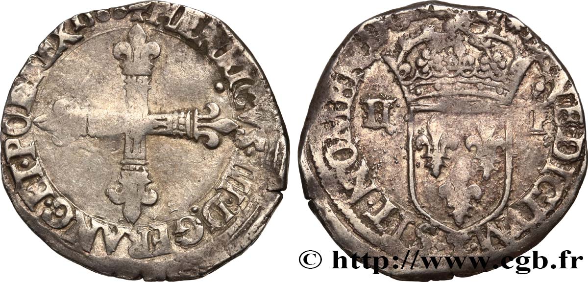 HENRY III Quart d écu, croix de face n.d. Nantes VF