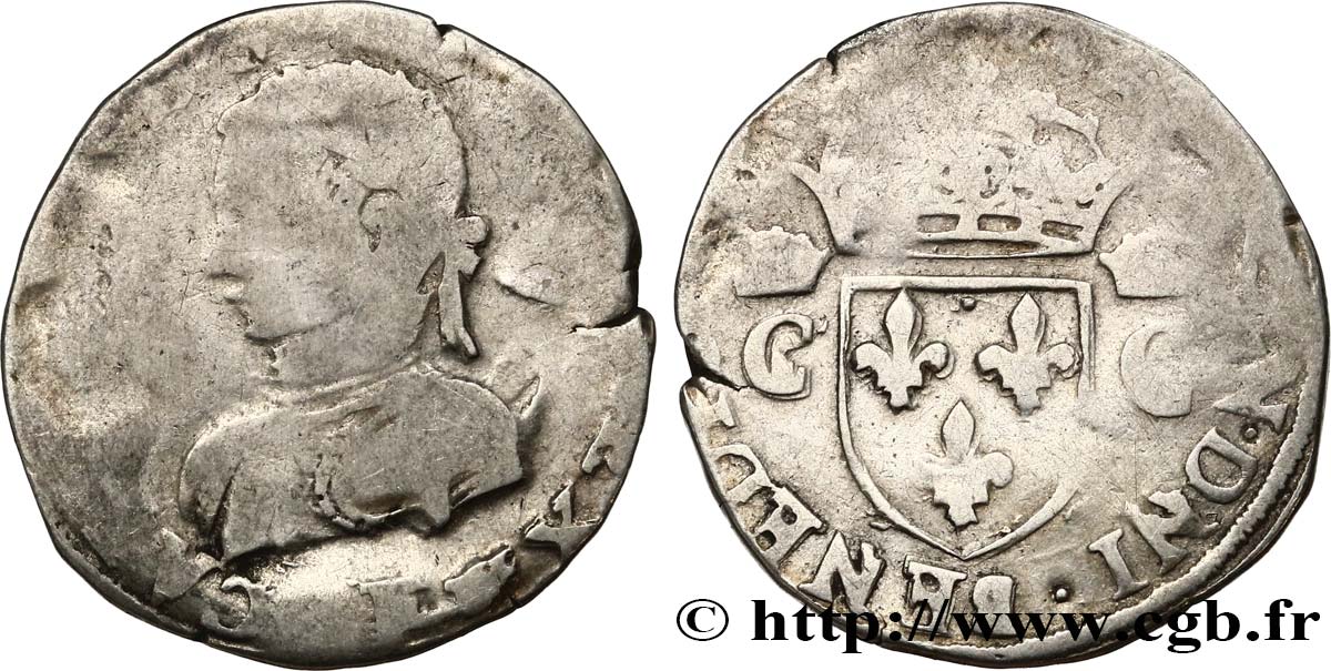 HENRY III. COINAGE AT THE NAME OF CHARLES IX Demi-teston, 2e type n.d.  B