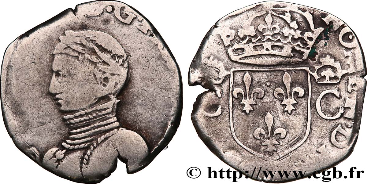 HENRY III. COINAGE AT THE NAME OF CHARLES IX Demi-teston, 2e type n.d.  RC+
