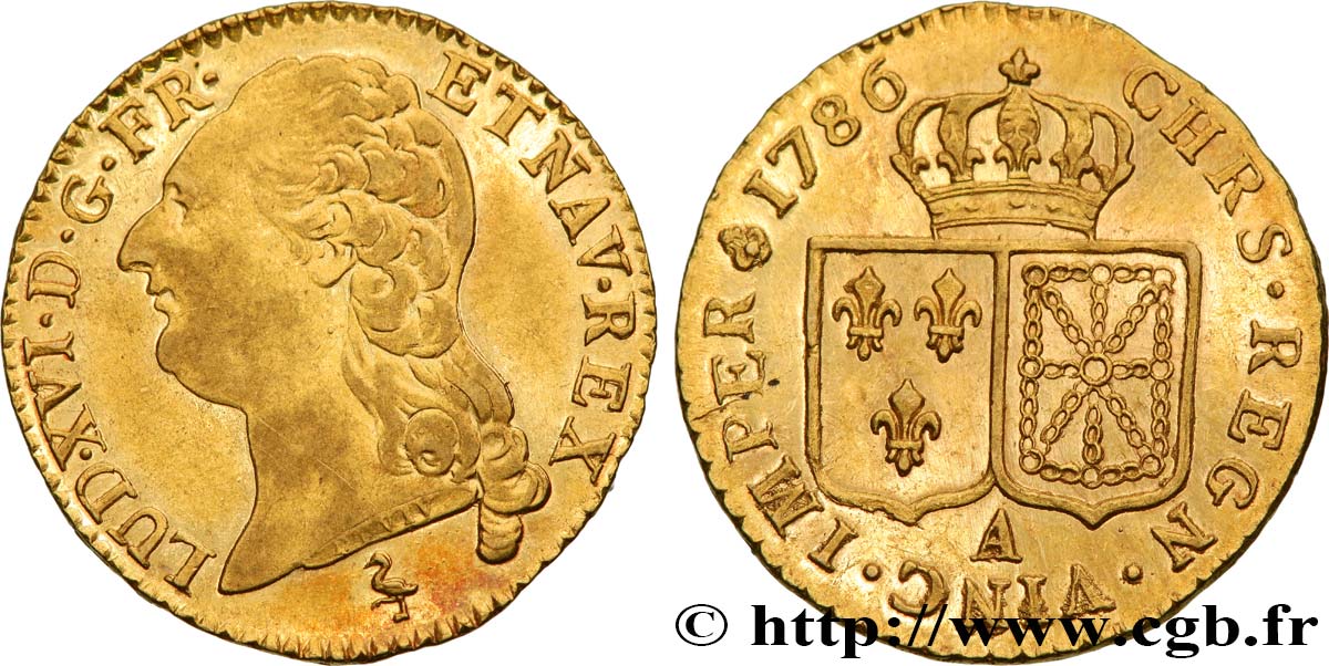 LOUIS XVI Louis d or aux écus accolés 1786 Paris SPL/MS