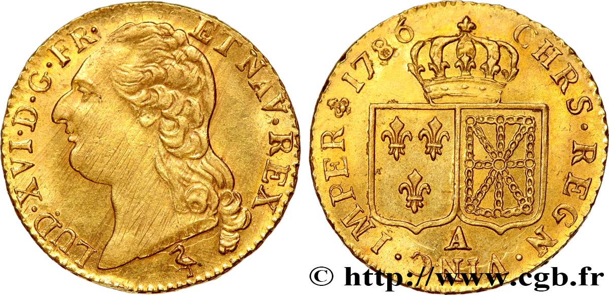 LOUIS XVI Louis d or aux écus accolés 1786 Paris SC