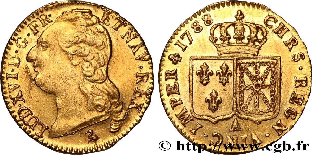 LOUIS XVI Louis d or aux écus accolés 1788 Paris fST